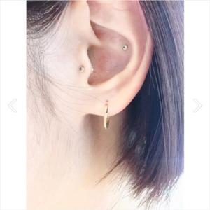 미니골드 14K 렉탱글컷팅 귀걸이 12MM ECPM4024