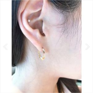 미니골드 14K 컷팅 볼륨 링 귀걸이 (16MM) ECPM4102