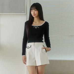 [에고이스트] ER2OKL01 [BLUE LABEL] 스퀘어넥 배색 슬림 풀오버 니트
