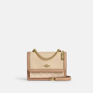 COACH 미니 클레어 크로스바디 백, 컬러 블록, 시그니처 캔버스, CAK08-IMLG6, 내추럴, 마르