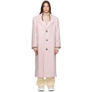AMI Paris 코트 핑크 오버사이즈 코트 232482F059009