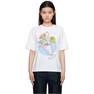 Maison Kitsune 티셔츠 화이트 Hotel Olympia 아이스크림 스플래시 티셔츠 232389F110005