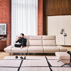 [다우닝] 프리움 스윙 4인 전체 천연가죽 소파+스툴