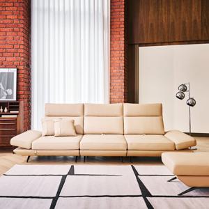 [다우닝] 프리움 스윙 3.5인 전체 천연가죽 소파+스툴