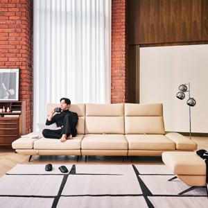 [다우닝] 프리움 스윙 3.5인 전체 천연가죽 소파