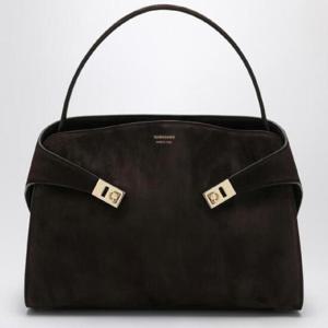 FERRAGAMO Brown suede Hug Soft XL shoulder bag 0784185VEL/Q_FERRA-TM