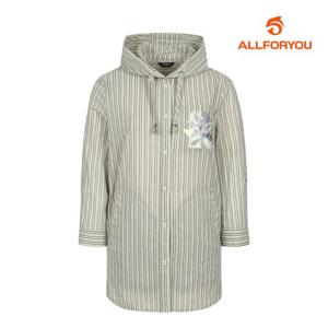 [올포유] 여성 스트라이프 후드 중기장 블라우스 ALBLM4151-203