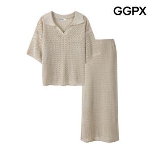 [GGPX] 펀칭 카라 니트 앤 스커트 투피스 (GP5OP012F)