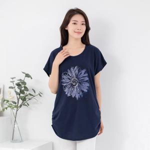 [모슬린]엄마옷 해바라기 라운드 셔링 반팔 티셔츠 TS405191 마
