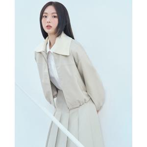 플라스틱아일랜드  니트카라 블루종 집업 점퍼 (PR1WZ201)