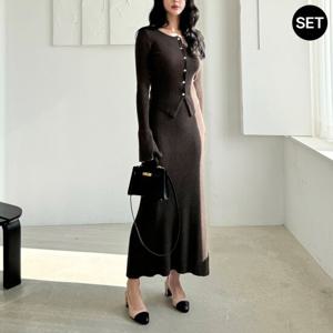[모리스커밍홈][SET]글램 골지 니트 스커트 투피스_M2502SE007A