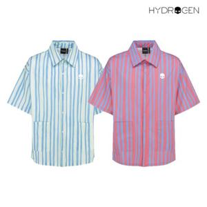 [하이드로겐] 유니 스트라이프 패턴 그래픽 반팔셔츠 H31D2TF209