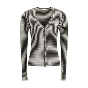 BRUNELLO CUCINELLI 브이넥 스트라이프 캐시미어 실크 가디건 1939198