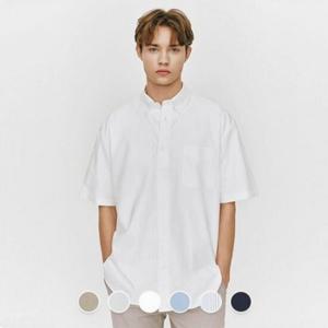 [지오다노] 남성 오버핏 옥스포드 반팔 셔츠 045510