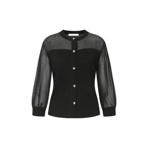 (JJ지고트) 린넨 시스루 배색 버튼 니트 GR4A1PO311