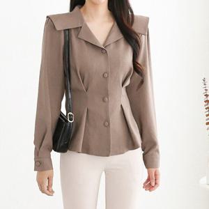 [모리스커밍홈]세라카라 싸개단추 페플럼 블라우스_M2209BL903C