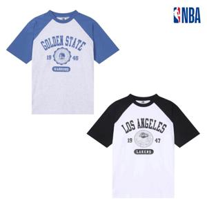 NBA N252TS125P 공용 루즈핏 팀 라글란 컬러블럭 반팔 티셔츠 STG