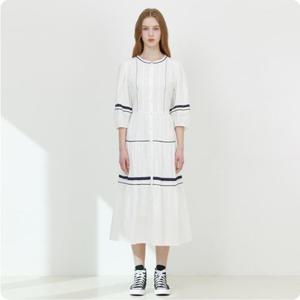[써스데이아일랜드](T252MOP133W)셔츠카라 보더 믹스 원피스