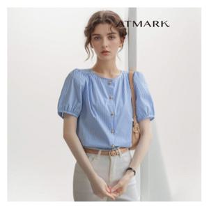 [앳마크]ATMARK (77까지)마린볼륨퍼프반팔블라우스_AA53BL010G