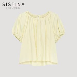 [SISTINA] 인기 백 스트랩 퍼프 블라우스_AWWBLP21040_CR