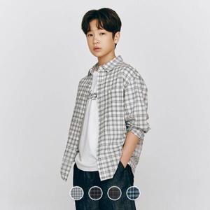 [지오다노주니어] 03045510 시어서커 코튼 체크 루즈핏 셔츠