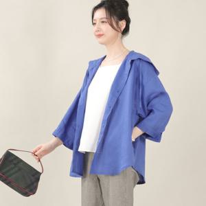 애비뉴투지 엄마옷 린넨 마 후드 단추 루즈핏 봄 여름 긴팔 블라우스 B06521