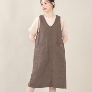 애비뉴투지 엄마옷 린넨 브이 여름 주머니 민소매 조끼 캐쥬얼 원피스 K06508