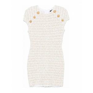 [BALMAIN] 여성 숏 트위드 미니 원피스 EF1R6023KB19GAD 화이트 /8