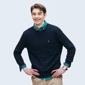 [헤지스] 남성 케이블패턴 긴팔니트 HZSW5A211N2