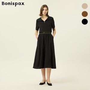 [보니스팍스] 빅 카라넥 밴딩 플레어 원피스 (XP3OP007M0)