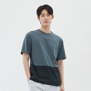 [스케쳐스 KOREA] 남성 우븐+니트 믹스 하이브리드 반팔 티셔츠 SL3MTCFM042 US
