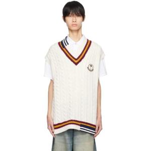 몽클레어 브이넥 Moncler x Palm Angels 오프 화이트 베스트 232171M185003