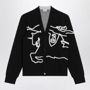 BURBERRY Black/white chalk cardigan with EKD 8095515159629/XH_BURBE-C1268