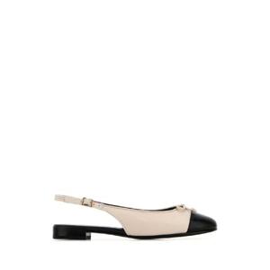 TORY BURCH 아이보리 가죽 캡 토 발레 플랫 166592 100