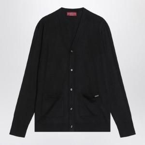 GUCCI Black wool cardigan with inlaid logo 822599XKEP1/Q_GUC-1070