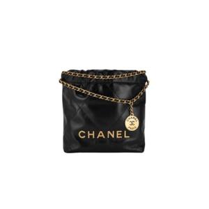 샤넬 22 미니 핸드백 샤이니 카프스킨   골드 메탈 블랙 AS3980-B08037/B19059-94305