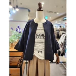 스테파니 세이브존01 린넨 노카라 집업 자켓 A25JK5226