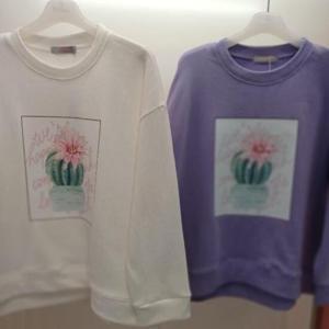 Latium HC06 국내생산 면100 선인장 데일리 라운드 봄느낌 면티 T2521ts08