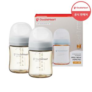 [더블하트] 3세대 160ml 모먼트 트윈팩 (젖병2개 / 노꼭지)