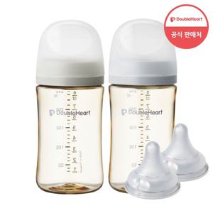 [더블하트] 3세대 240ml 모먼트 트윈팩(젖병2개) + 젖꼭지 2개