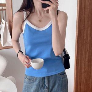 [다잇템]여자 색상 크롭티 V넥 이너티 썸머 나시