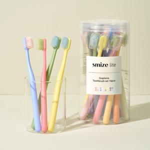 [스마이즈] 라이트 그래핀모 칫솔 세트 48개(16개입 x 3통) 2.8cm 실속형 칫솔