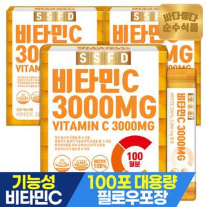 순수식품 비타민C 3000mg 3박스 x 100포 실속형 건강기능식품 비타민씨 100% 분말 파우더 스틱