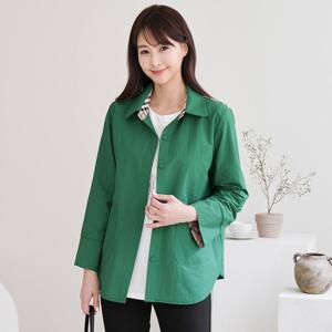 엄마옷 드리다 여성 봄 여름 체크 카라 빅사이즈 카라 셔츠 자켓 40-50대 중년여성 마담옷 선물 하객