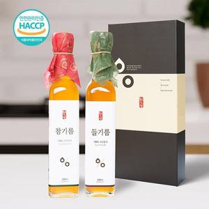 [웰굿]국산 저온압착 참기름 들기름 선물세트 4호(참기름,들기름,각250ml)