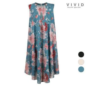 [비비드시크릿가너]VIVID 여름 플라워 나시 민소매 쉬폰 원피스