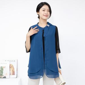 여성 엄마옷 리본 이중 쉬폰 조끼 VE305045 중년여성의류/50대/60대/마담/빅사이즈/할머니옷