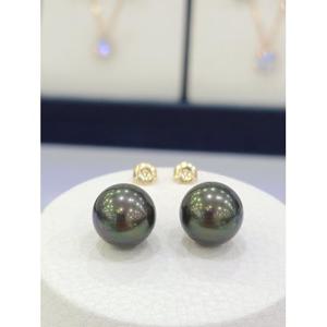 [파이치치]14k 골드 12mm 스왈흑진주 침 귀걸이 GHONG -0012-피코크진주