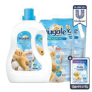 [APP전용][22,900원~]스너글 섬유유연제 대용량 4L + 2.6L 2개 / 5.5L(허거블코튼/허거블선샤인/블루스파클) + 캡슐4개입