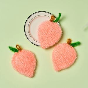 거품퐁퐁 손뜨개 복숭아 수세미 3개 세트